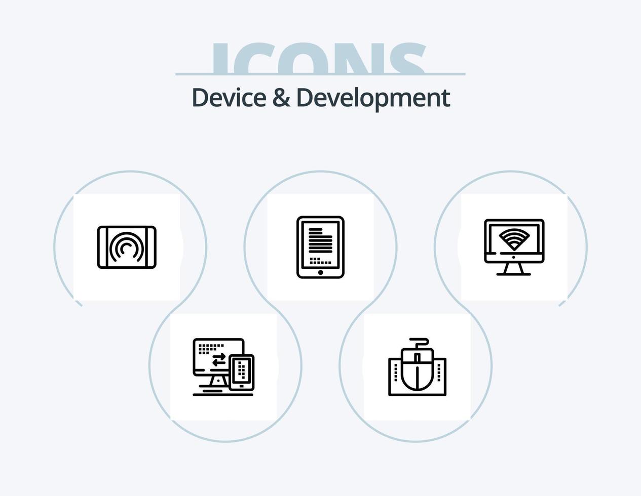 Device And Development Line Icon Pack 5 Icon Design. keyboard. document. microphone. user. algorithm vector