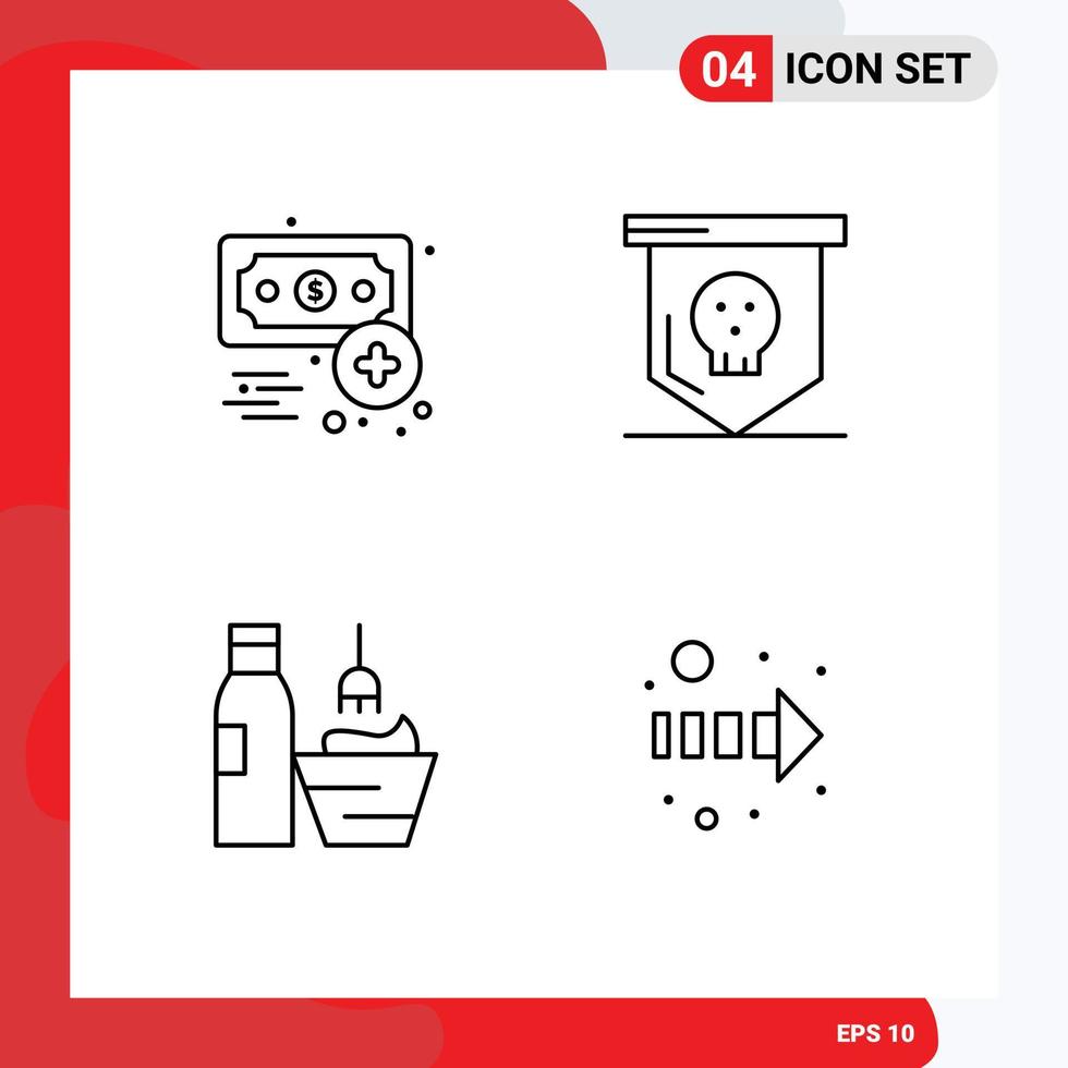 4 Thematic Vector Filledline Flat Colors and Editable Symbols of business cosmetology income horror makeup Editable Vector Design Elements