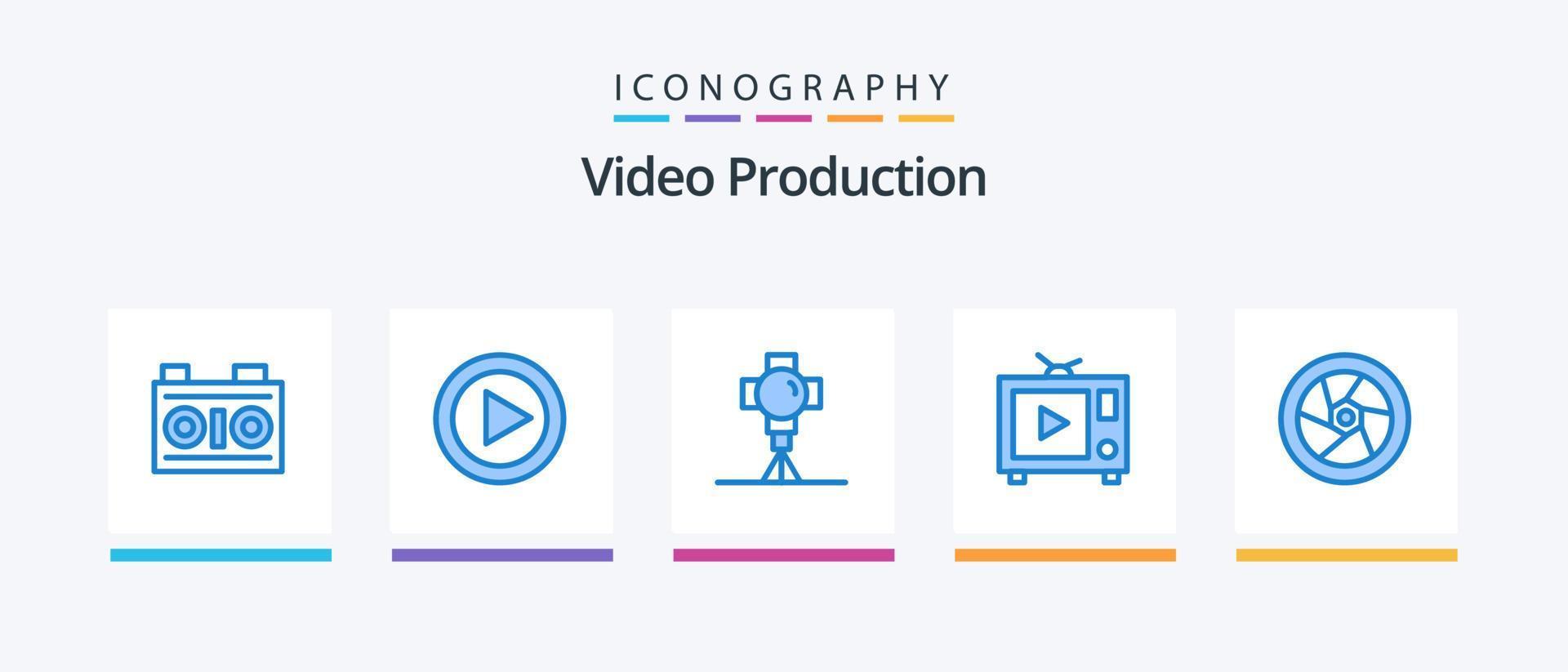 Video Production Blue 5 Icon Pack Including cinema. film. player. tv. movie. Creative Icons Design vector