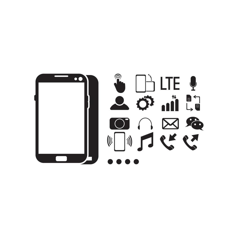 conjunto de iconos de símbolo de teléfono inteligente ilustración vectorial vector