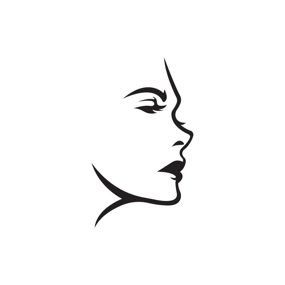 plantilla de diseño de vector de logotipo de icono de cara de mujer