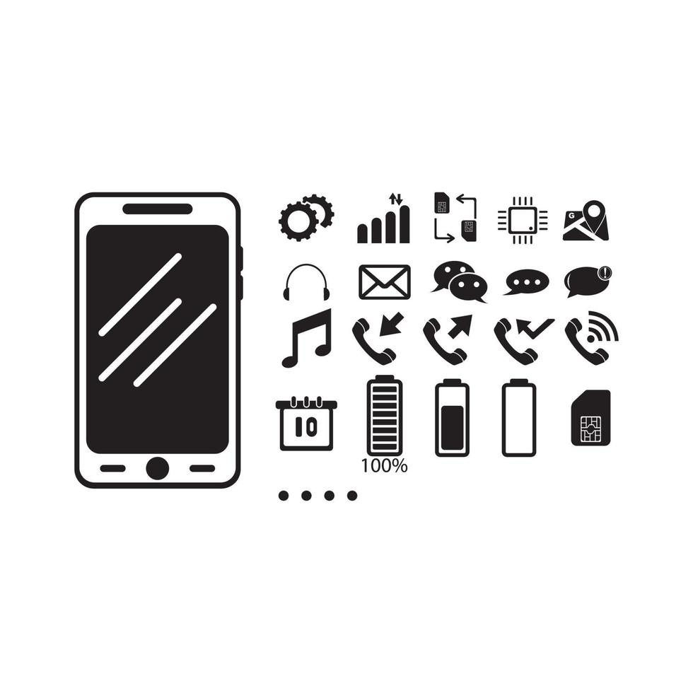 conjunto de iconos de símbolo de teléfono inteligente ilustración vectorial vector