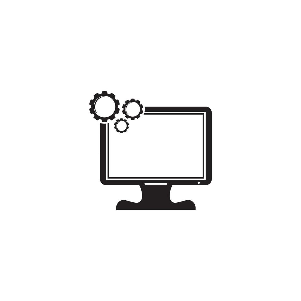 Vector computer and laptop repair logo template icon illustration design