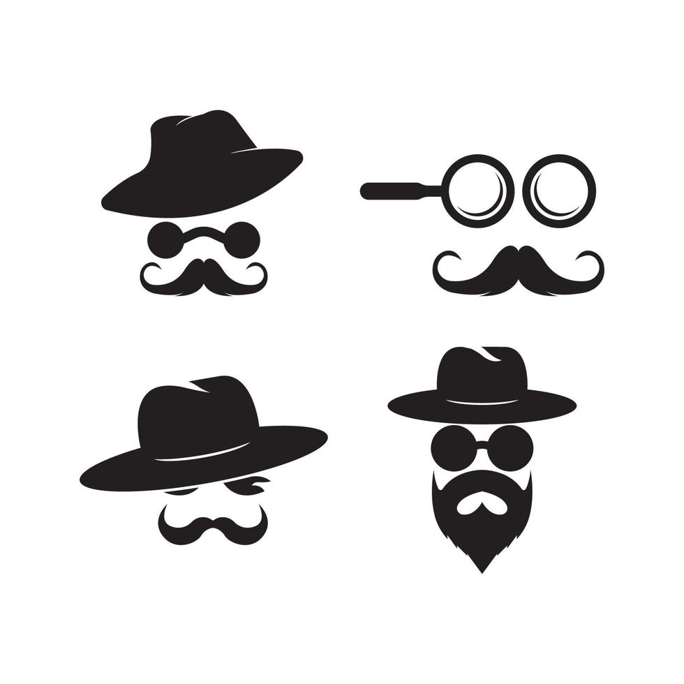 detective with moustache simple icon illustration vector