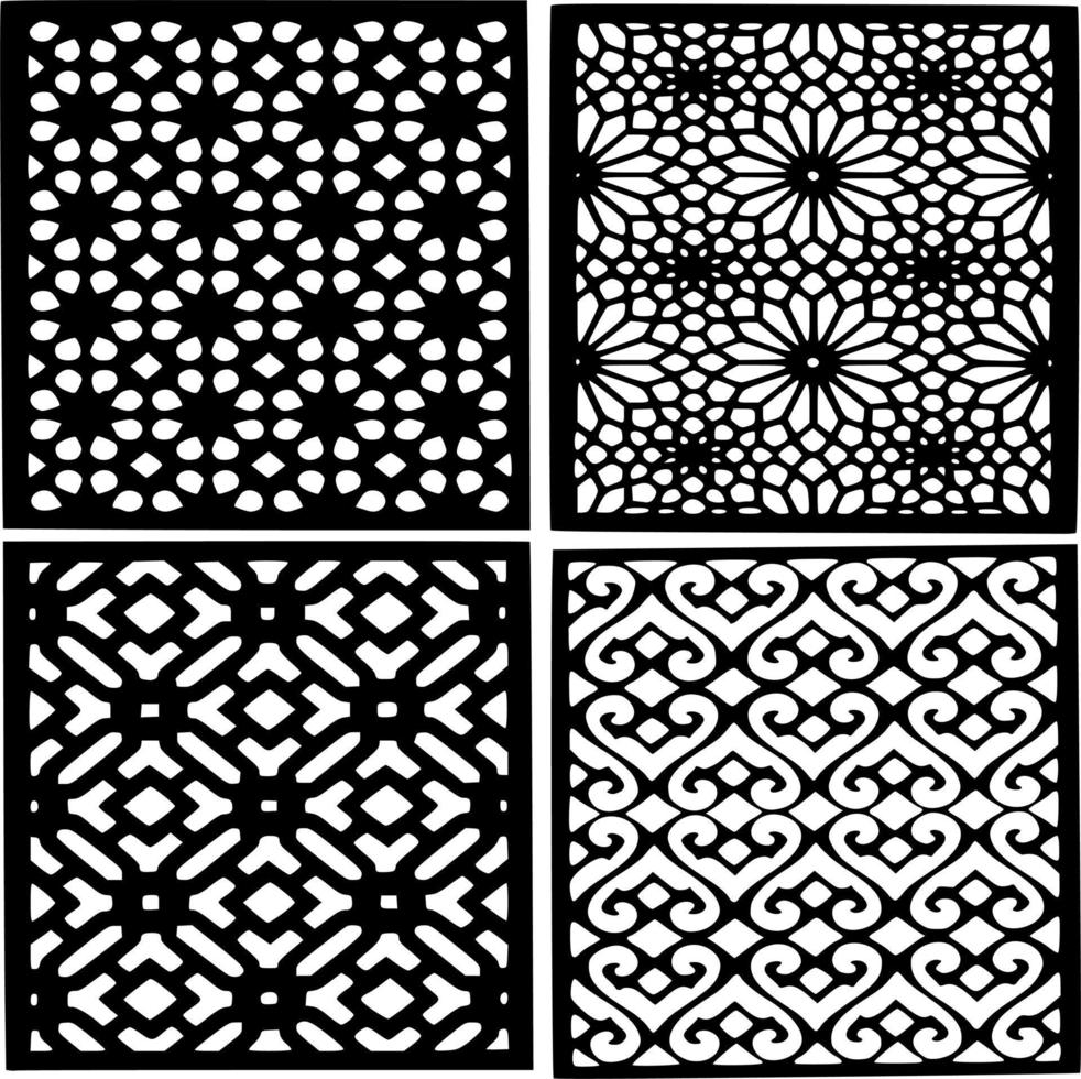 diseños cortados con láser en blanco y negro vector