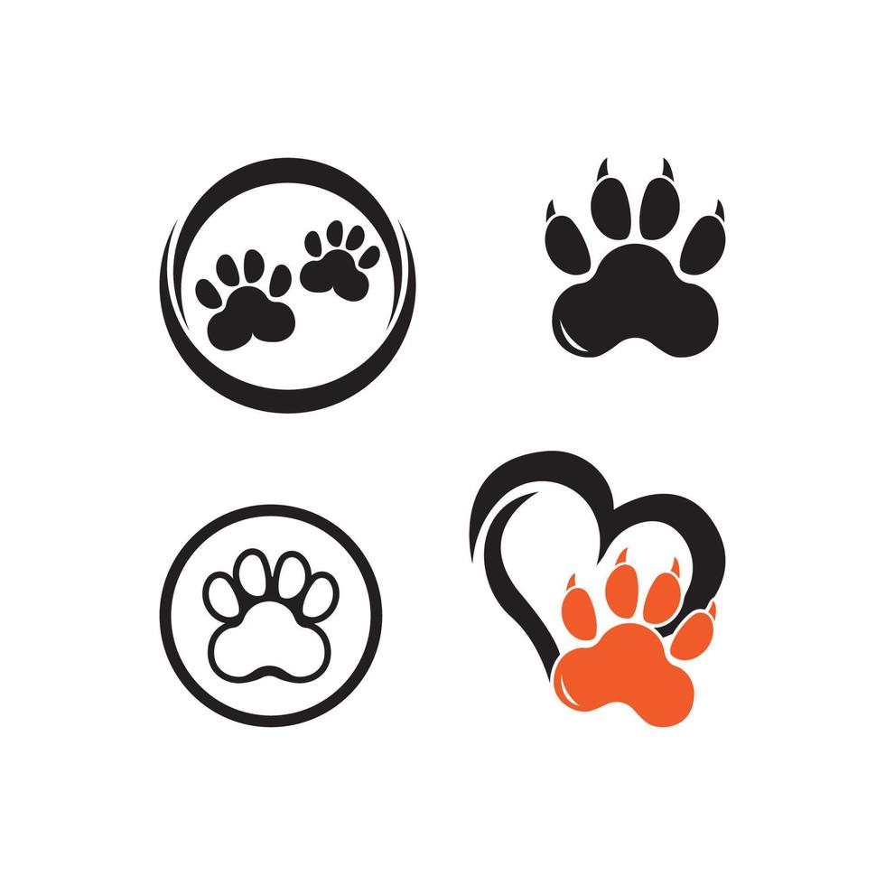 Dog or Cat Paw Print, Animal Foot. Flat Vector Icon illustration. Simple black symbol on white background.