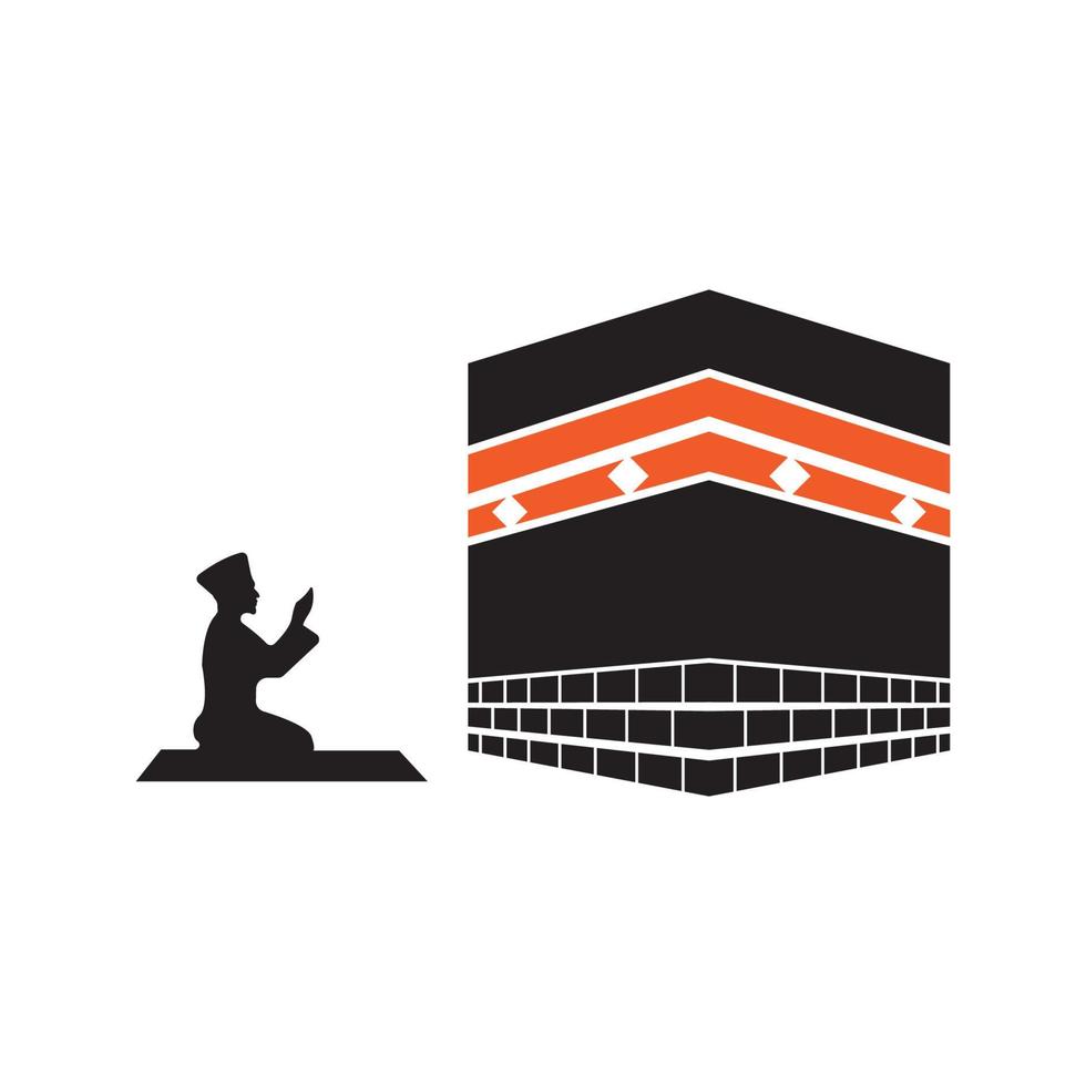 icono de vector kaaba. la meca del culto para los musulmanes, diseño de logotipos