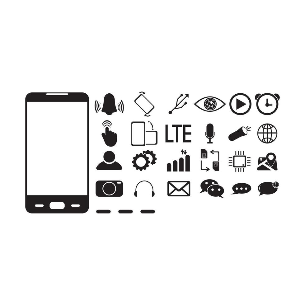 conjunto de iconos de símbolo de teléfono inteligente ilustración vectorial vector