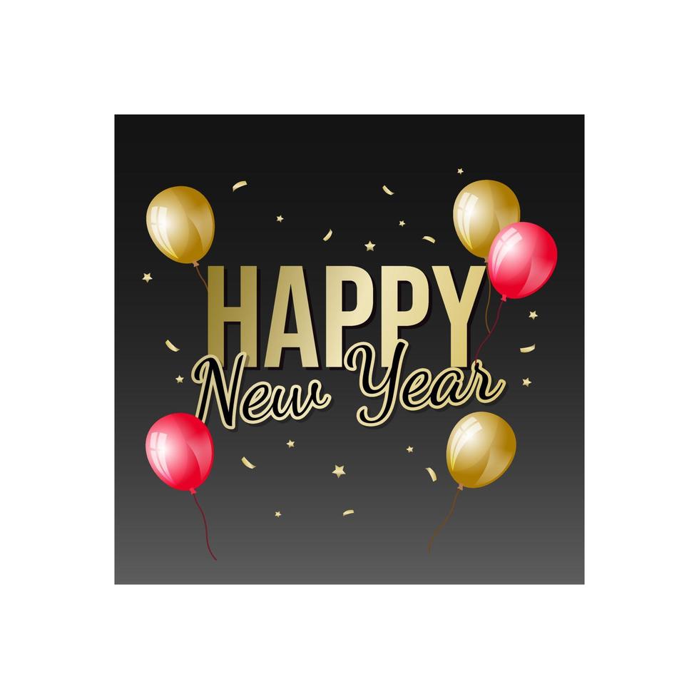 feliz año nuevo saludo vector de diseño de banner dorado