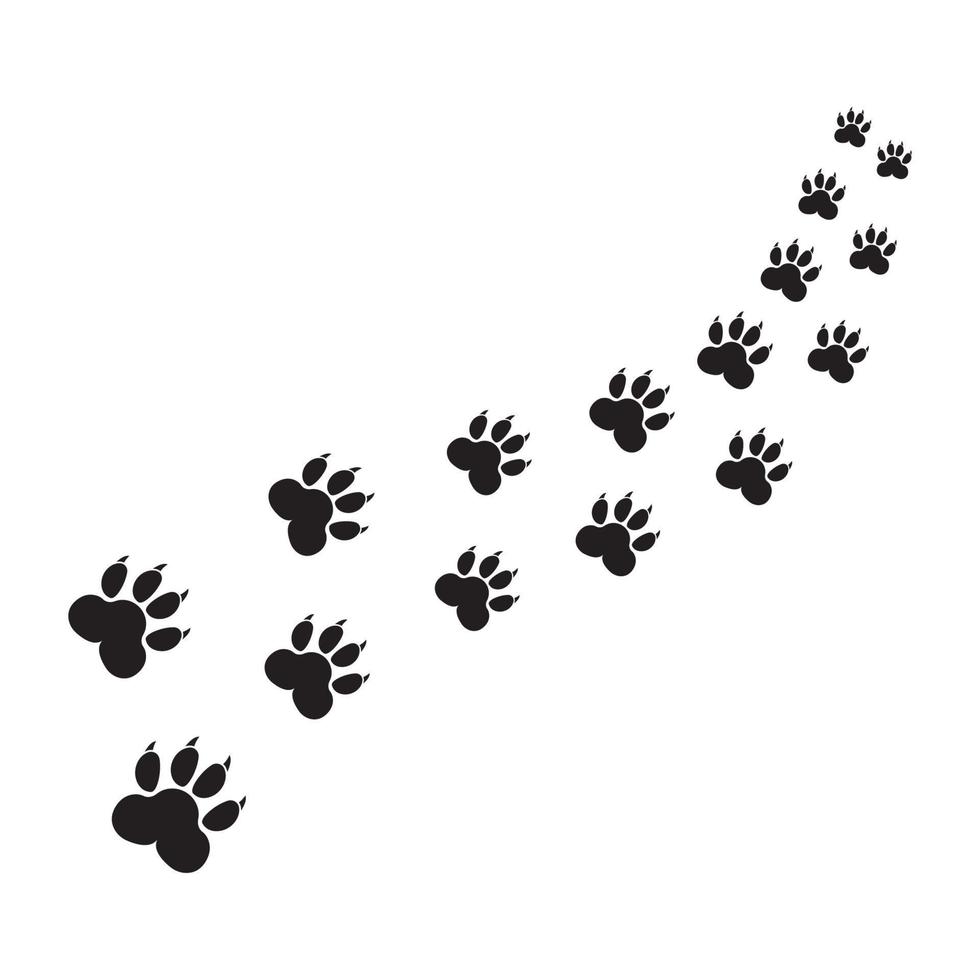 Dog or Cat Paw Print, Animal Foot. Flat Vector Icon illustration. Simple black symbol on white background.