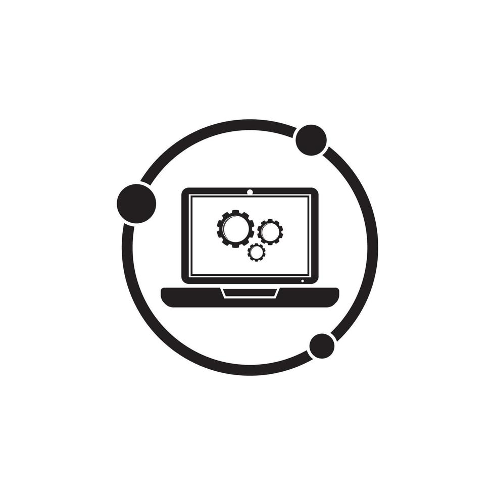 Vector computer and laptop repair logo template icon illustration design