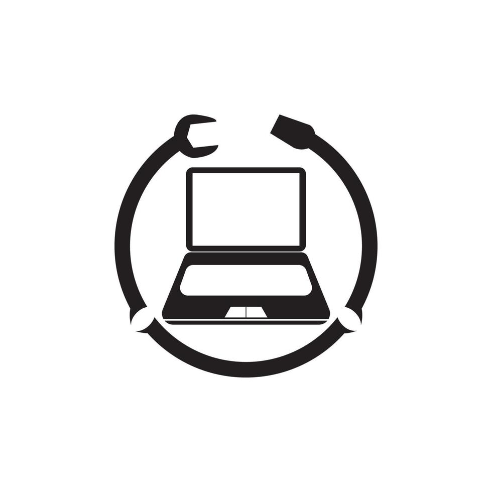 Vector computer and laptop repair logo template icon illustration design