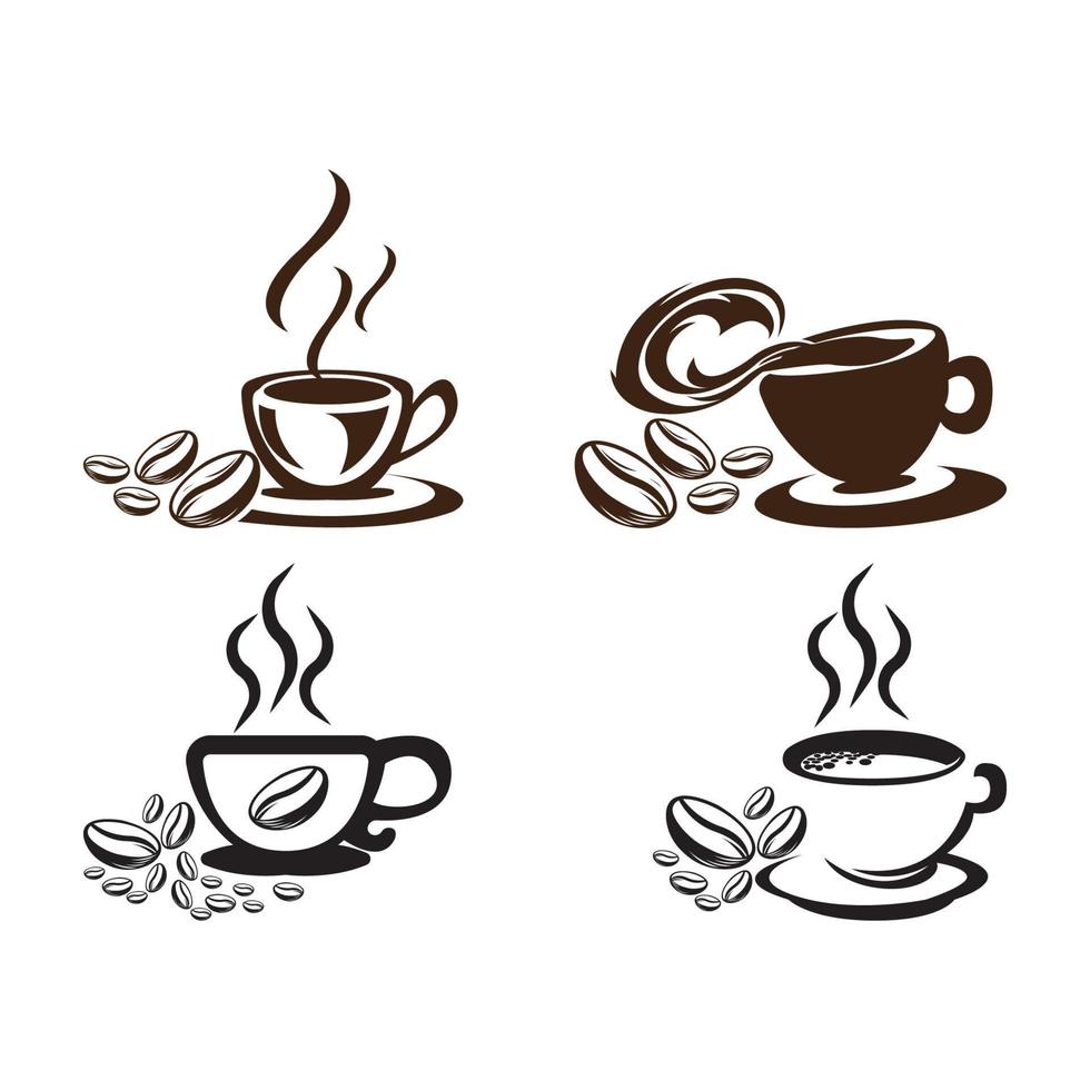 icono de vector de plantilla de logotipo de taza de café