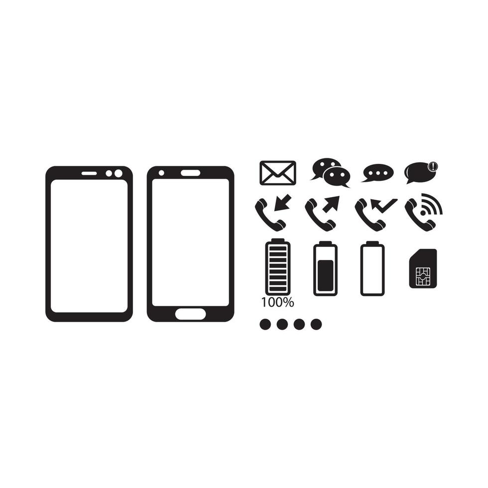 conjunto de iconos de símbolo de teléfono inteligente ilustración vectorial vector