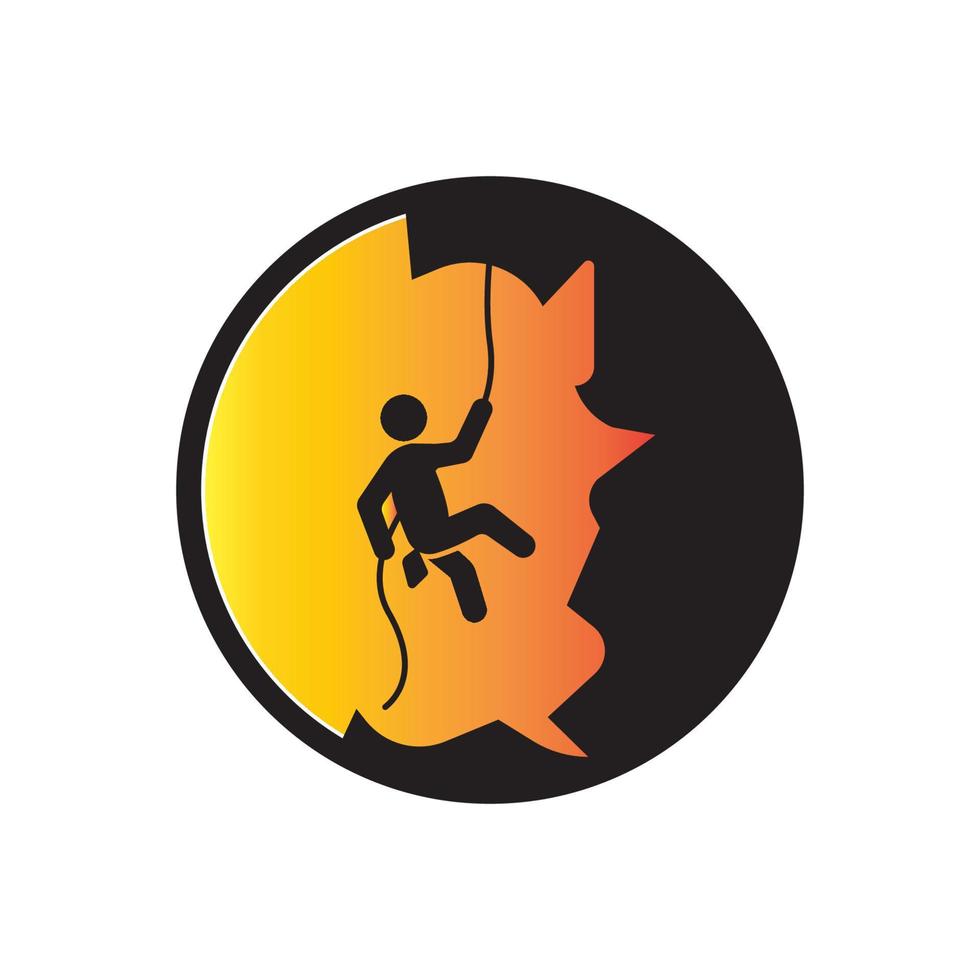 logotipo de ilustración de vector de icono de escalada en roca