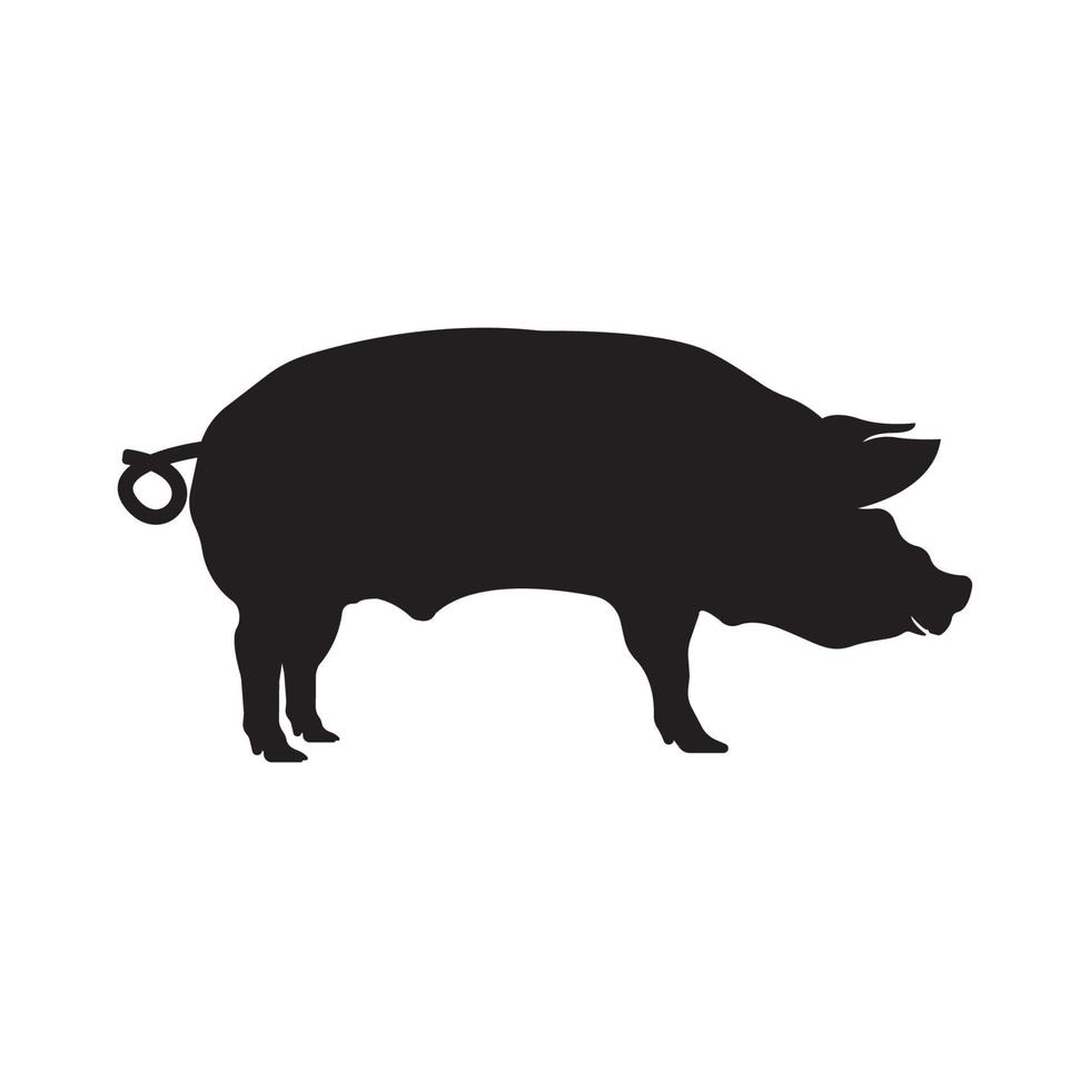 Fat pig logo vector simple icon in flat design