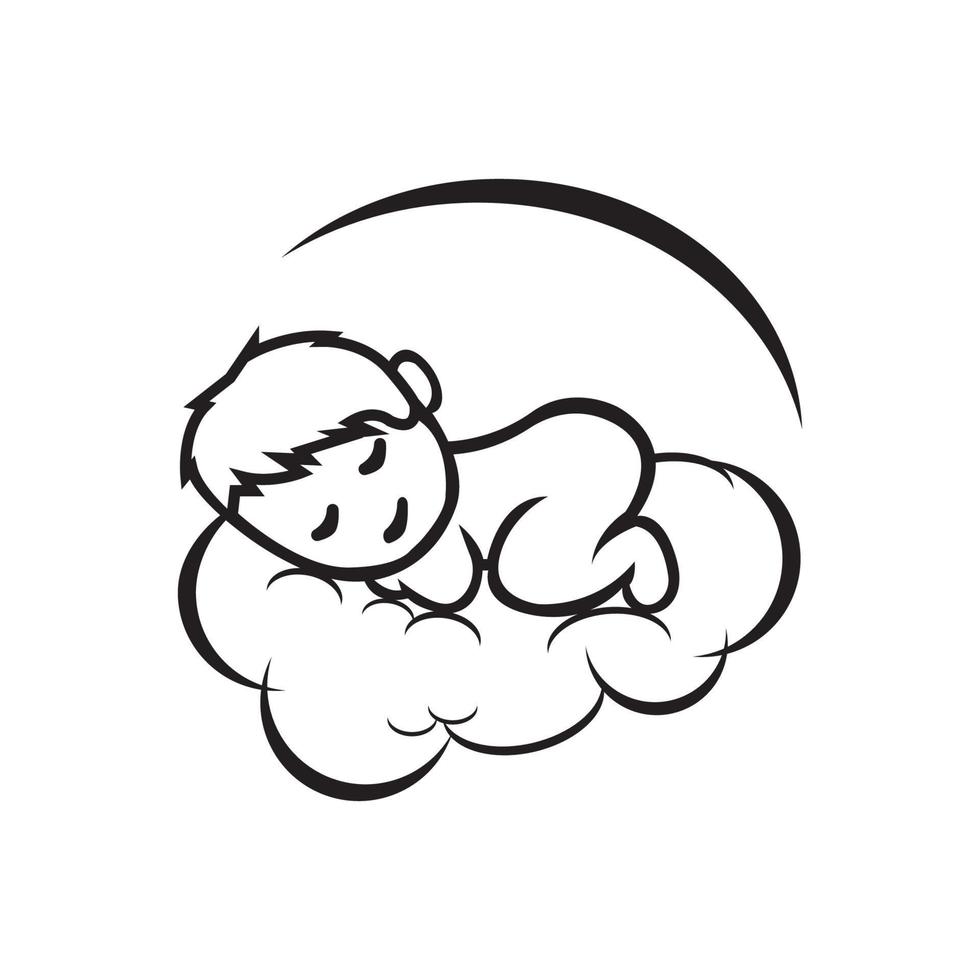 cute sleeping baby icon logo, vector design