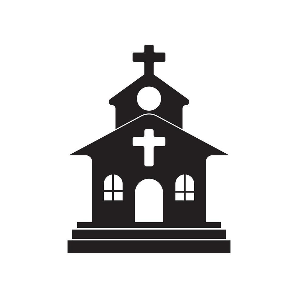 Ilustración de icono de vector de plantilla de logotipo de iglesia