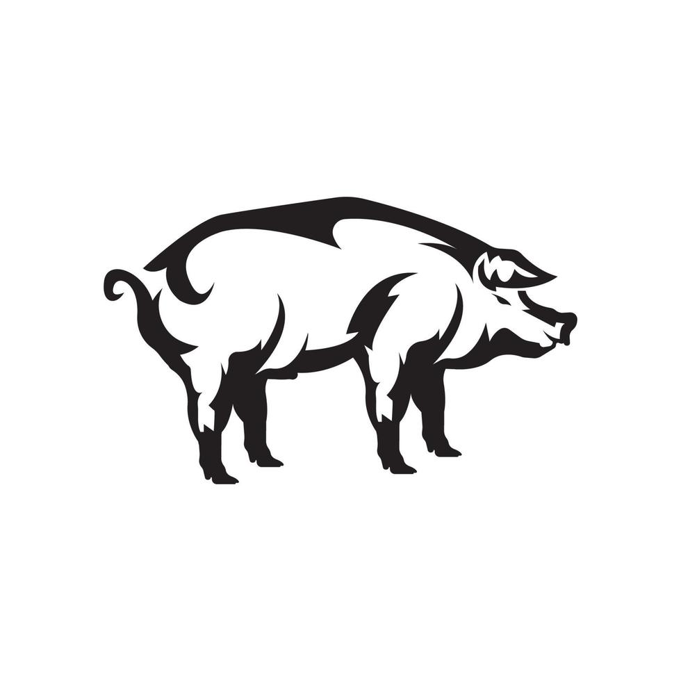 Fat pig logo vector simple icon in flat design