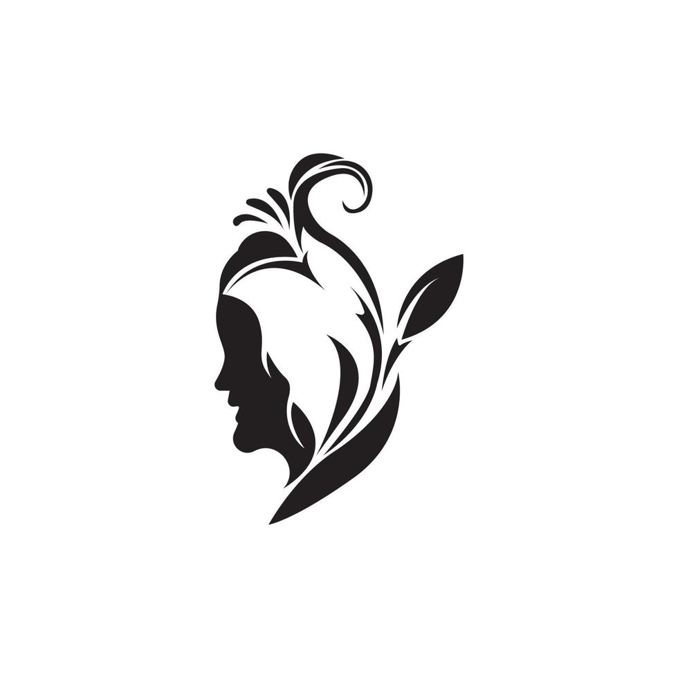 plantilla de diseño de vector de logotipo de icono de cara de mujer