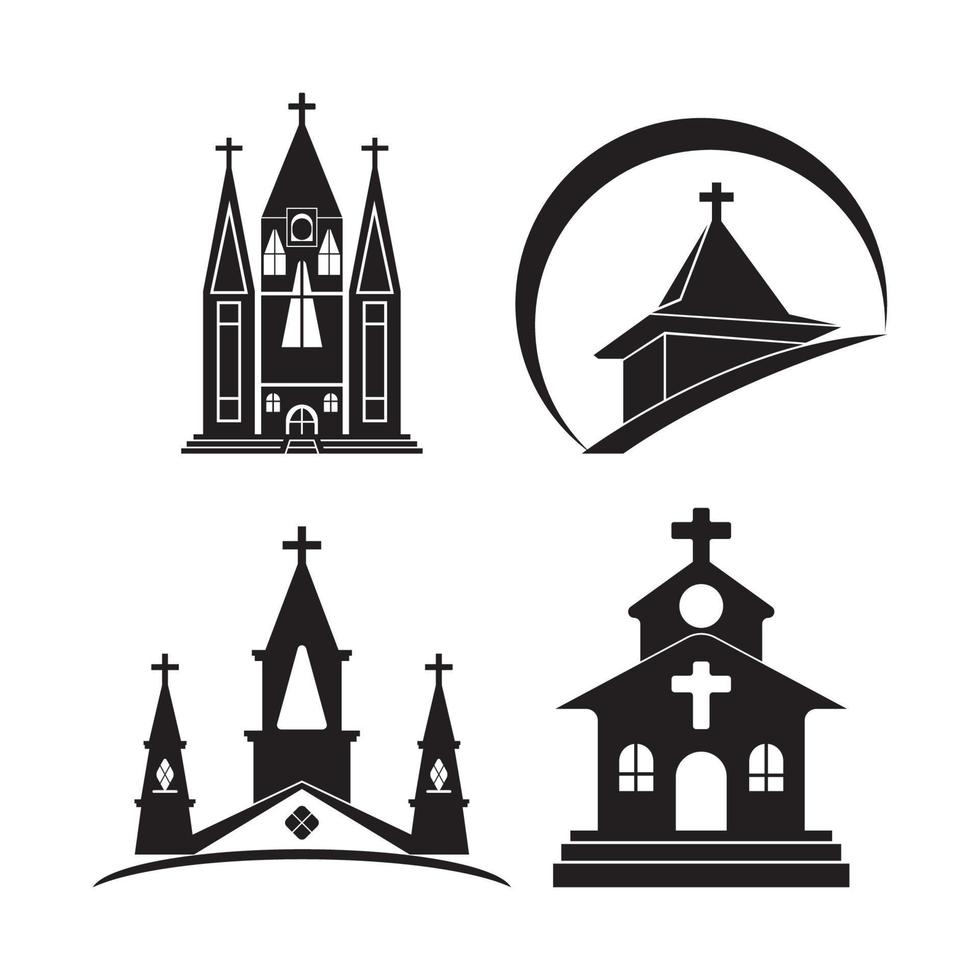 Ilustración de icono de vector de plantilla de logotipo de iglesia