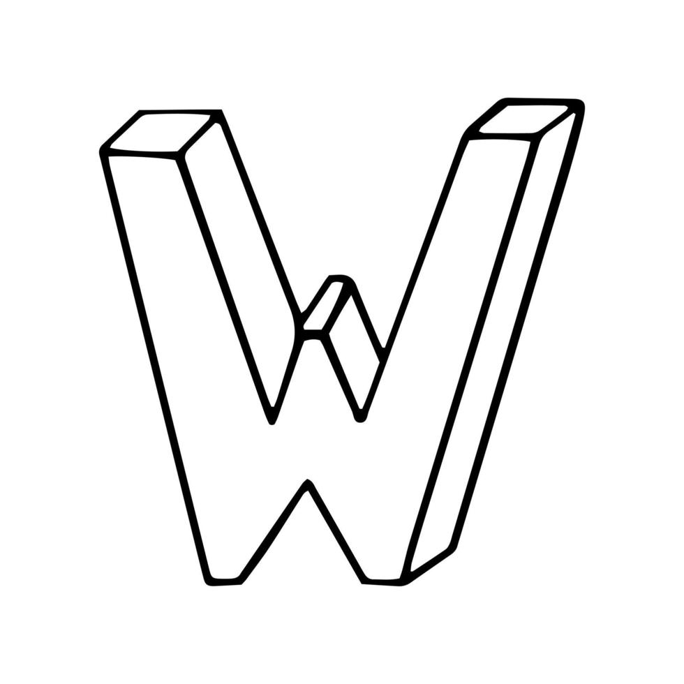 letter W hand drawn in doodle style. sketch, handwriting 16223685