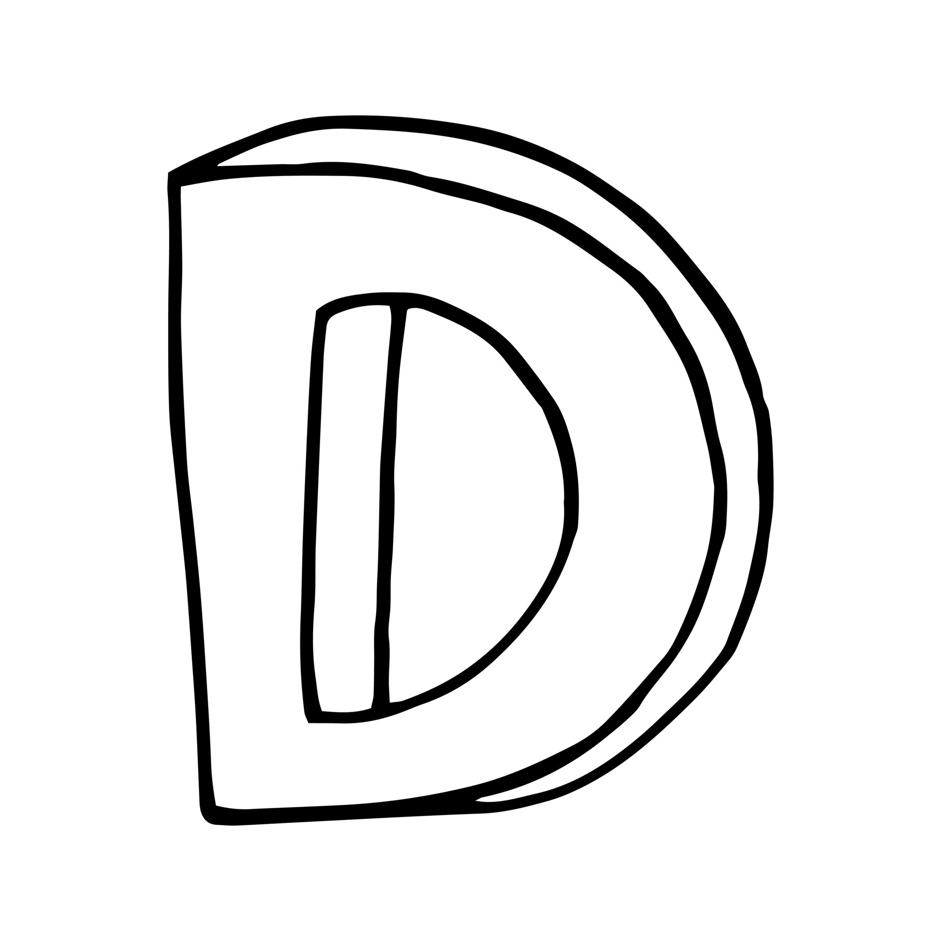 letter D hand drawn in doodle style. sketch, font, handwriting 16223687 ...