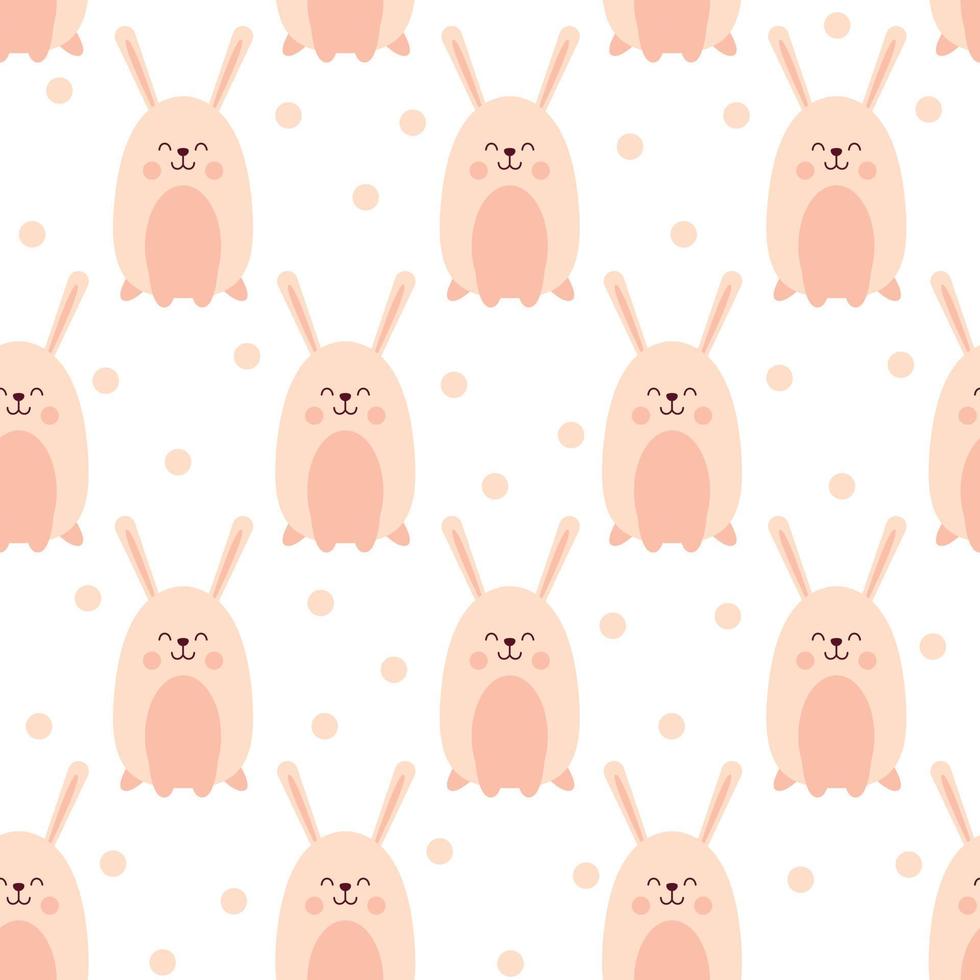 Pattern with a cute rabbit on a white background with circles vector