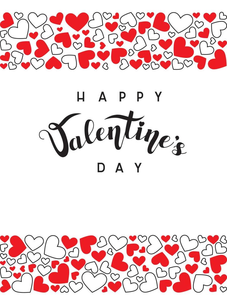 Valentine's day lettering. Happy Valentine's Day card Postcard with hearts. vector