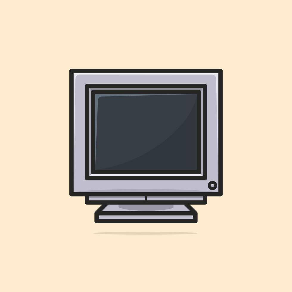 Front view of a cartoonish computer monitor. Vector illustration isolated on light background.
