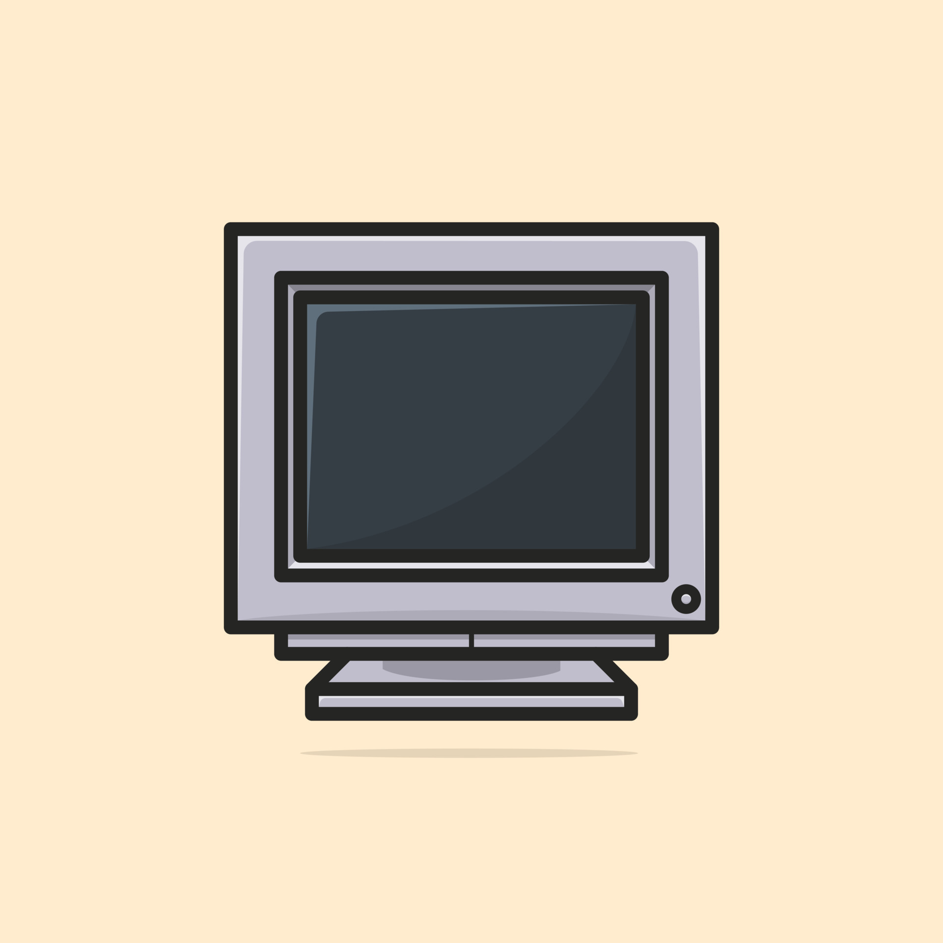 Front view of a cartoonish computer