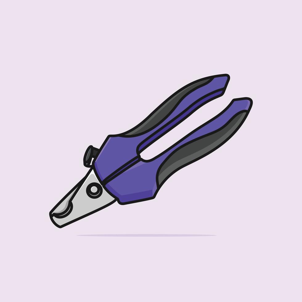Combination pliers hand tool isolated over a light background, top view vector