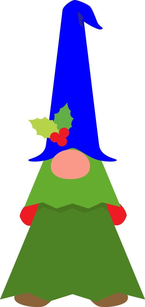 Christmas tree green gnome. vector