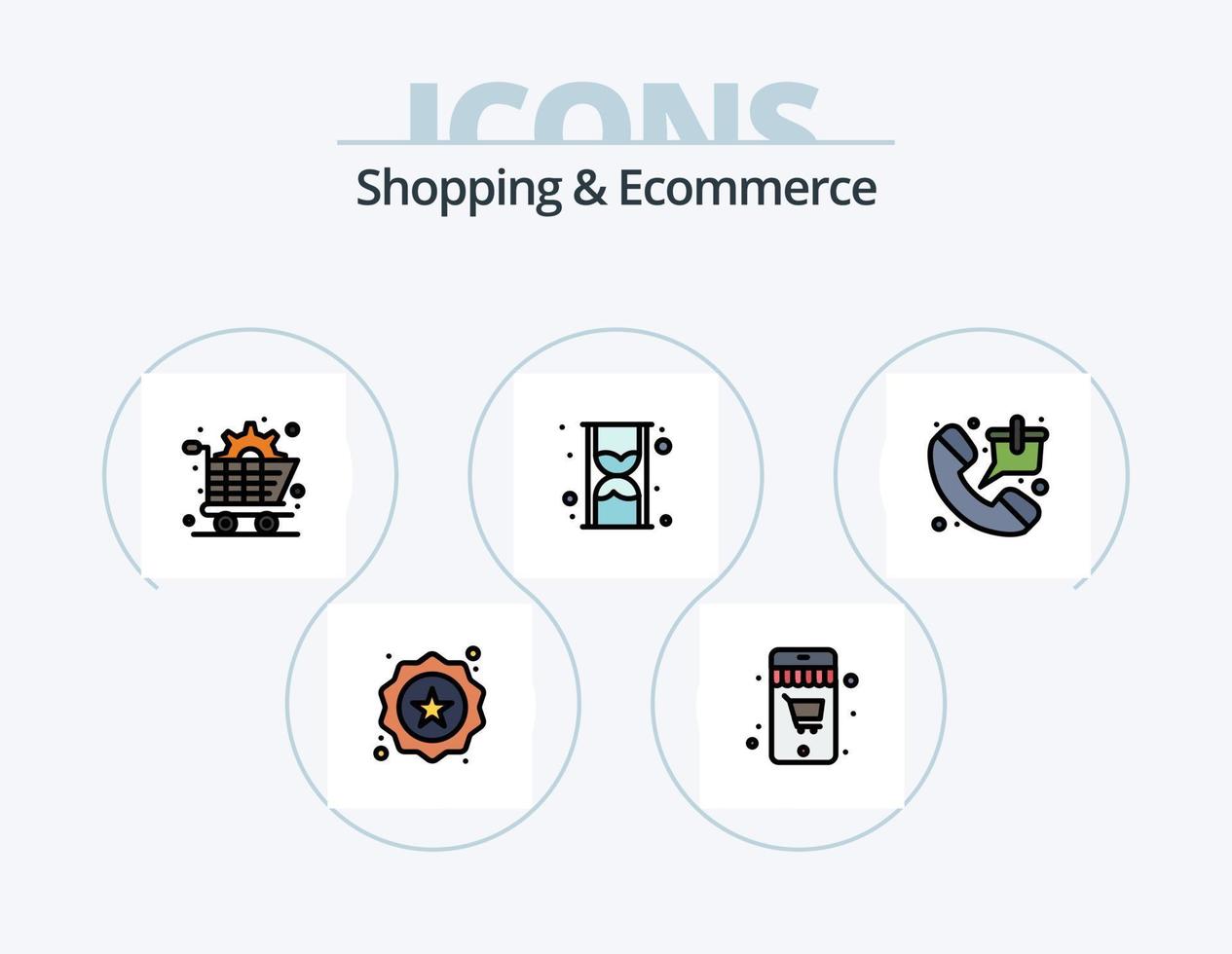 Shopping and Ecommerce Line Filled Icon Pack 5 Icon Design. hour. phone ringing. arrival. phone call. contact us vector