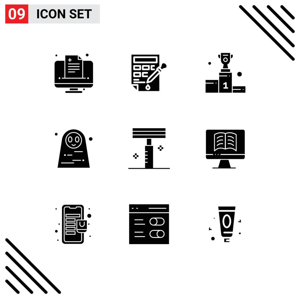 User Interface Pack of 9 Basic Solid Glyphs of beauty halloween costume award halloween character business Editable Vector Design Elements