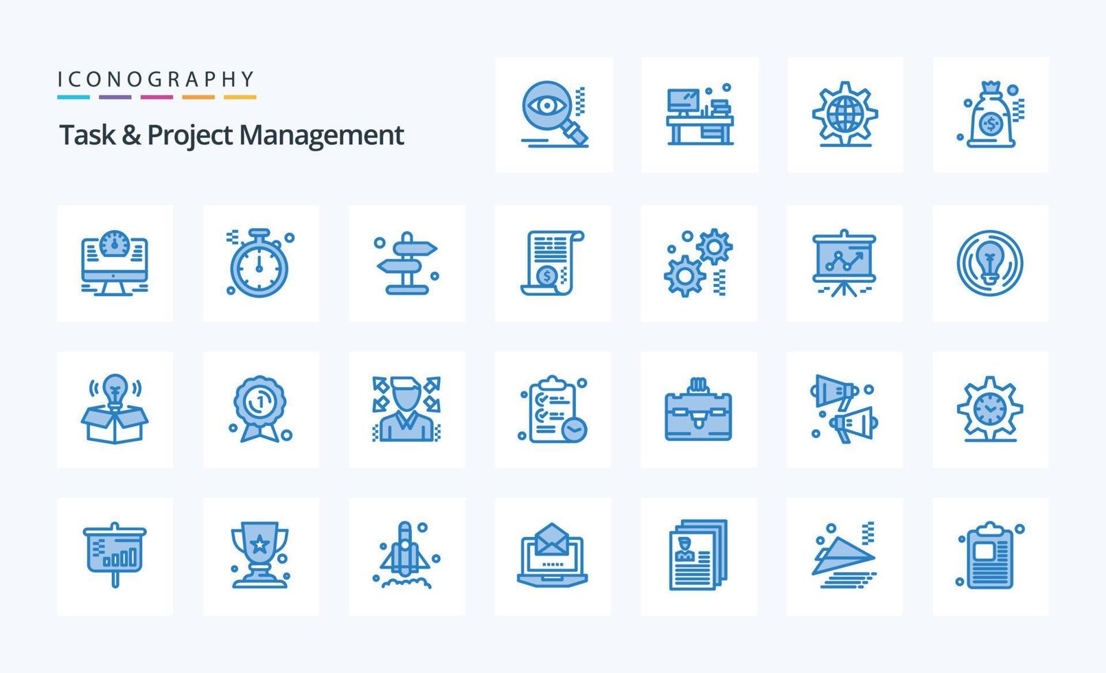 25 Task And Project Management Blue icon pack 16224411 Vector Art at ...