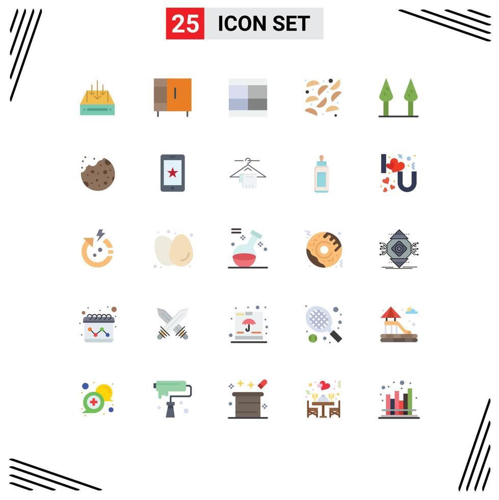 paquete de color plano de 25 símbolos universales de diseño de electrodomésticos de comida de patata dibujar elementos de diseño vectorial editables vector