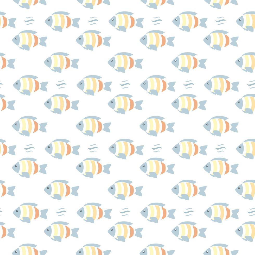 Cute cartoon fish. Summer hand drawn background for package, wrapping paper, banner, print, card, gift, fabric, card, textile, wallpaper, web vector