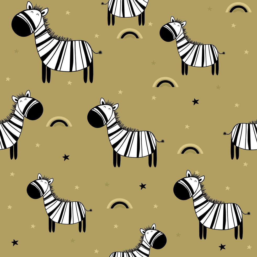 Colorful seamless pattern with zebra. Decorative cute wallpaper, good for printing. Background vector, happy horses vector