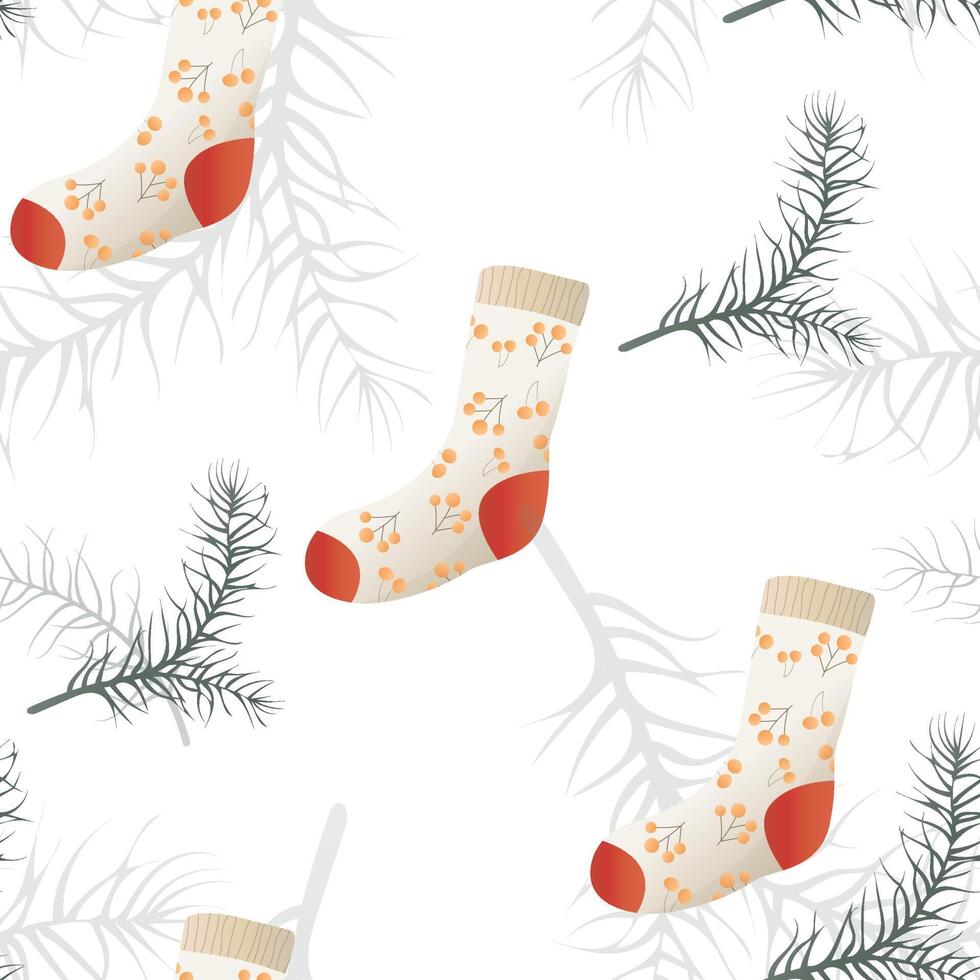 Cute and cozy seamless pattern with multi-colored socks vector