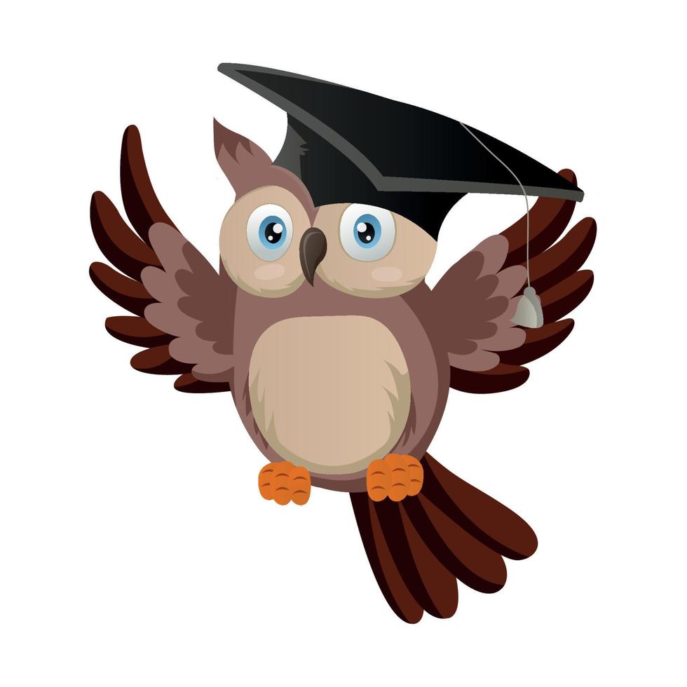 Owl teacher. Cartoon bird character with back to school items cute vector  illustration. Owl clever, teacher wise 16225615 Vector Art at Vecteezy