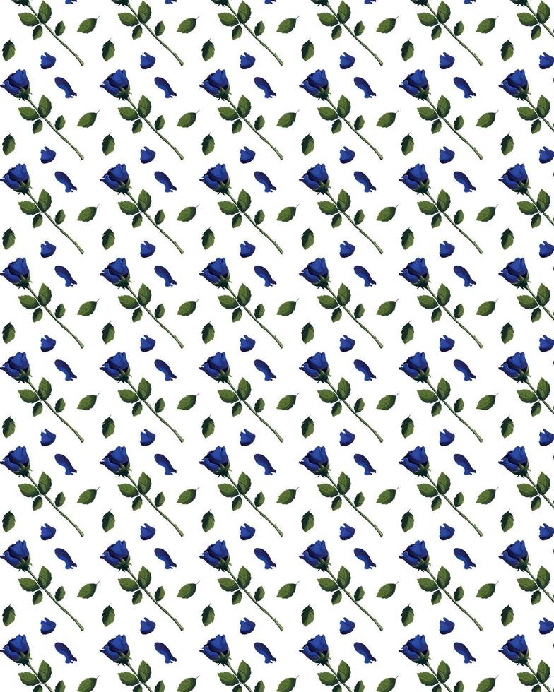 Seamless pattern with blue roses, leafs. Happy Valentine's Day, Romance, Love concept. Perfect for product design, scrapbooking, textile, wrapping paper. vector