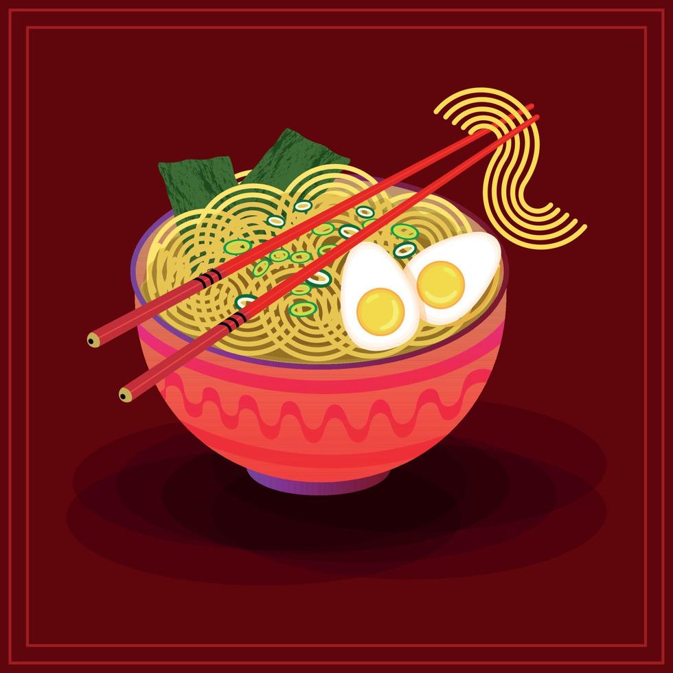 Ilustración de vector de comida japonesa de fideos ramen. concepto de logotipo de fideos ramen.