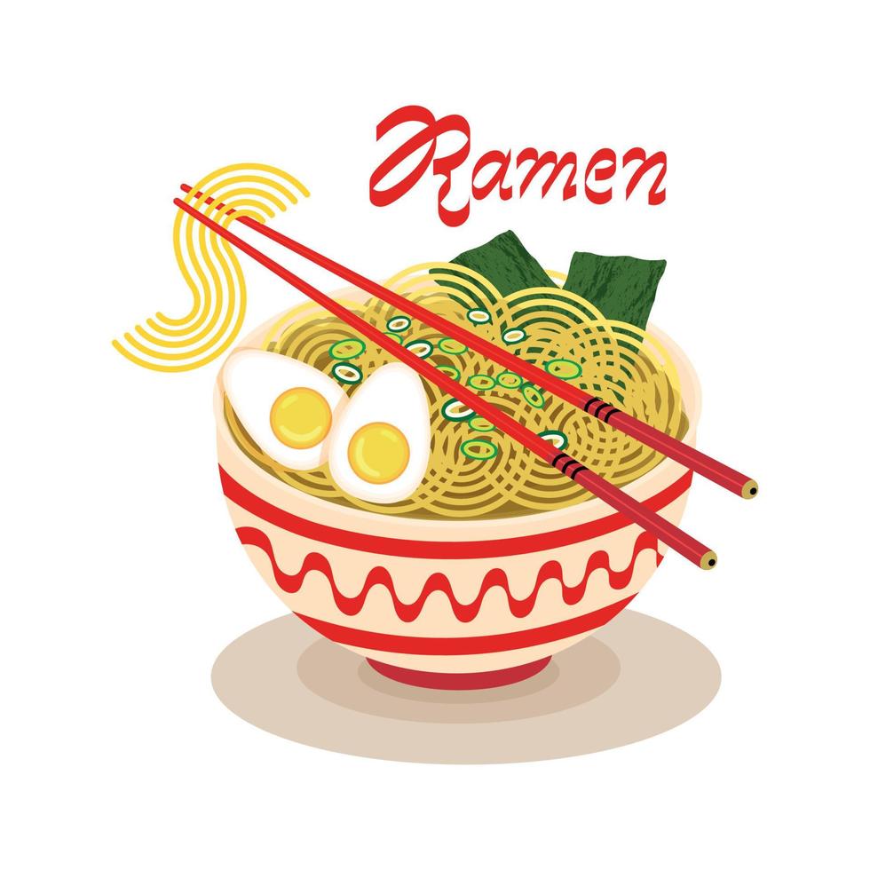 Ramen Noodle Japanese Food Vector Illustration. Ramen Noodle Logo Concept.