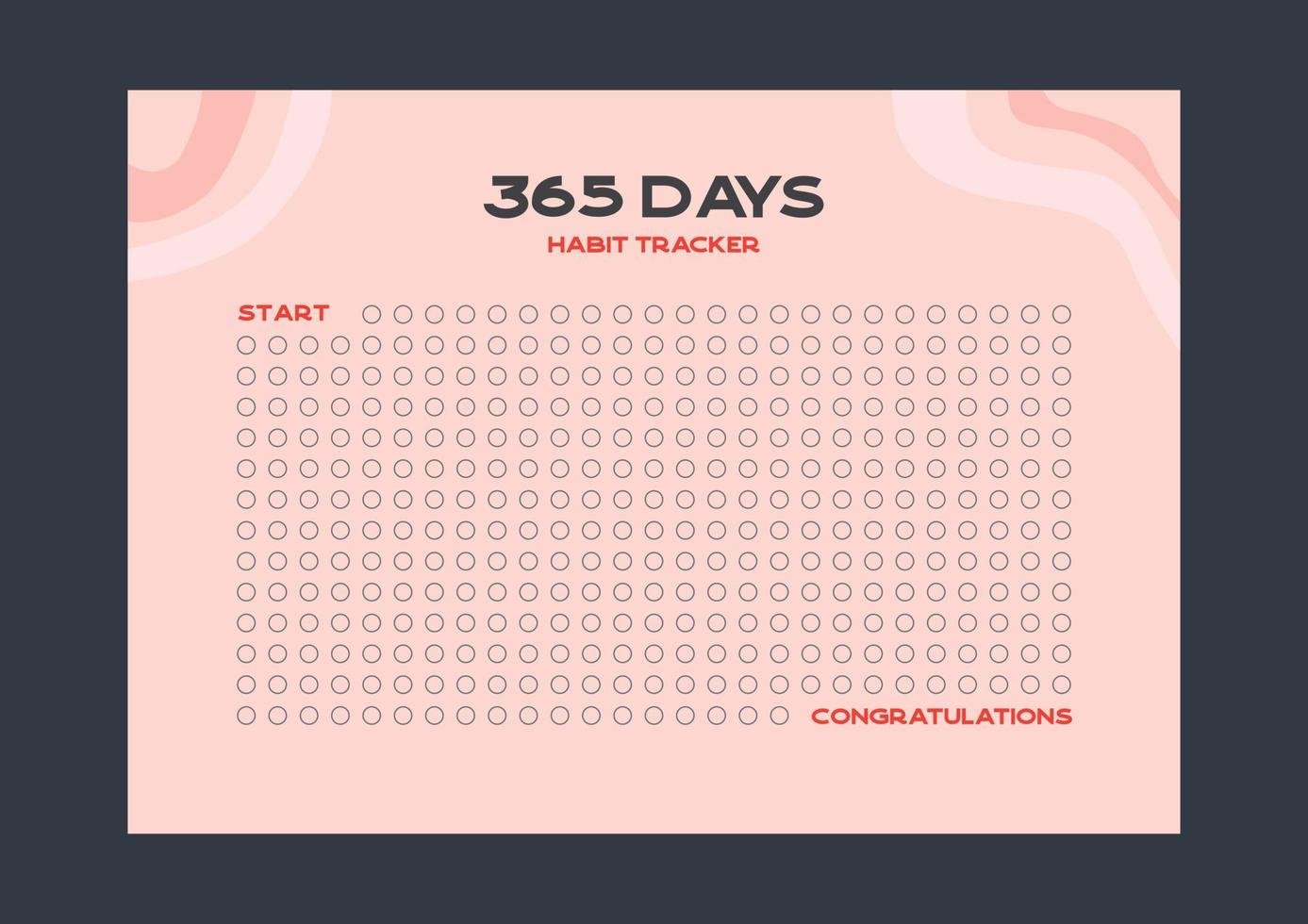 Habits Tracker printable template Vector. Yearly planner habit tracker blank template. Monthly planer. Vector illustration.Time management equipment. 365 days
