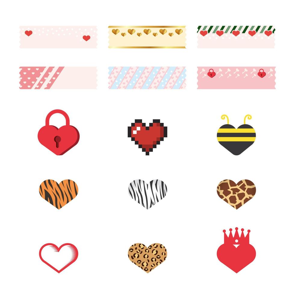 Valentine's Day Washi Tape Printable Planner Stickers, Washi Tape