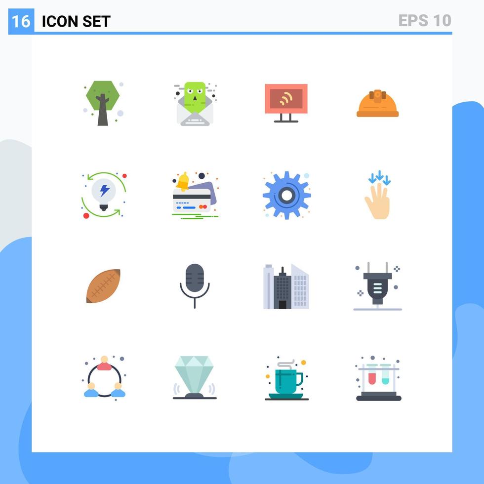 User Interface Pack of 16 Basic Flat Colors of progression development computer construction engineer Editable Pack of Creative Vector Design Elements