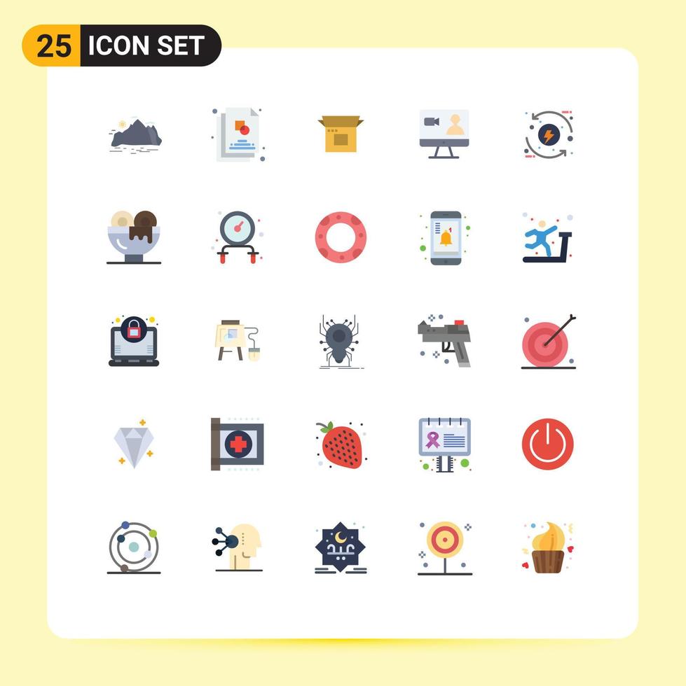 Flat Color Pack of 25 Universal Symbols of computer search design job product Editable Vector Design Elements