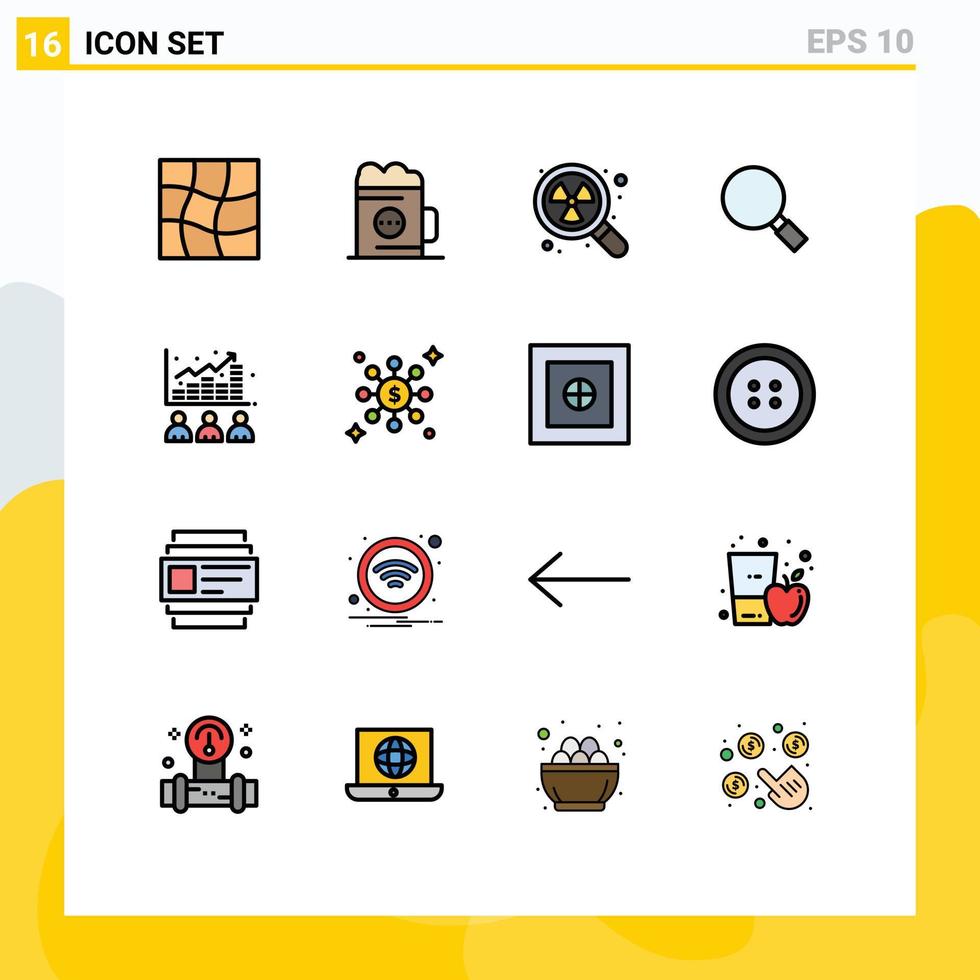 paquete de iconos de vectores de stock de 16 signos y símbolos de línea para búsqueda de datos lupa nuclear elementos de diseño de vectores creativos editables