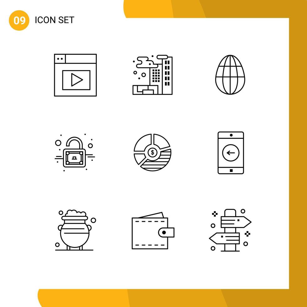Pictogram Set of 9 Simple Outlines of seo business holiday bar chart Editable Vector Design Elements